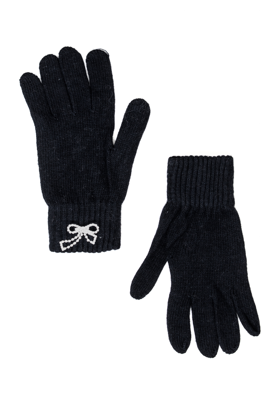 GUANTO MAGLIA CON FIOCCO GIOIELLO, TG UNICA - BLACK